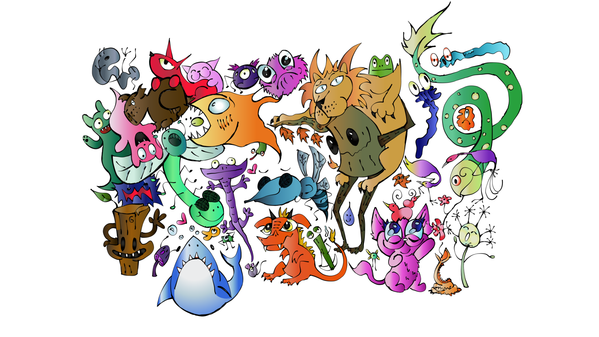 Whimsical character collage by Lara Renaud